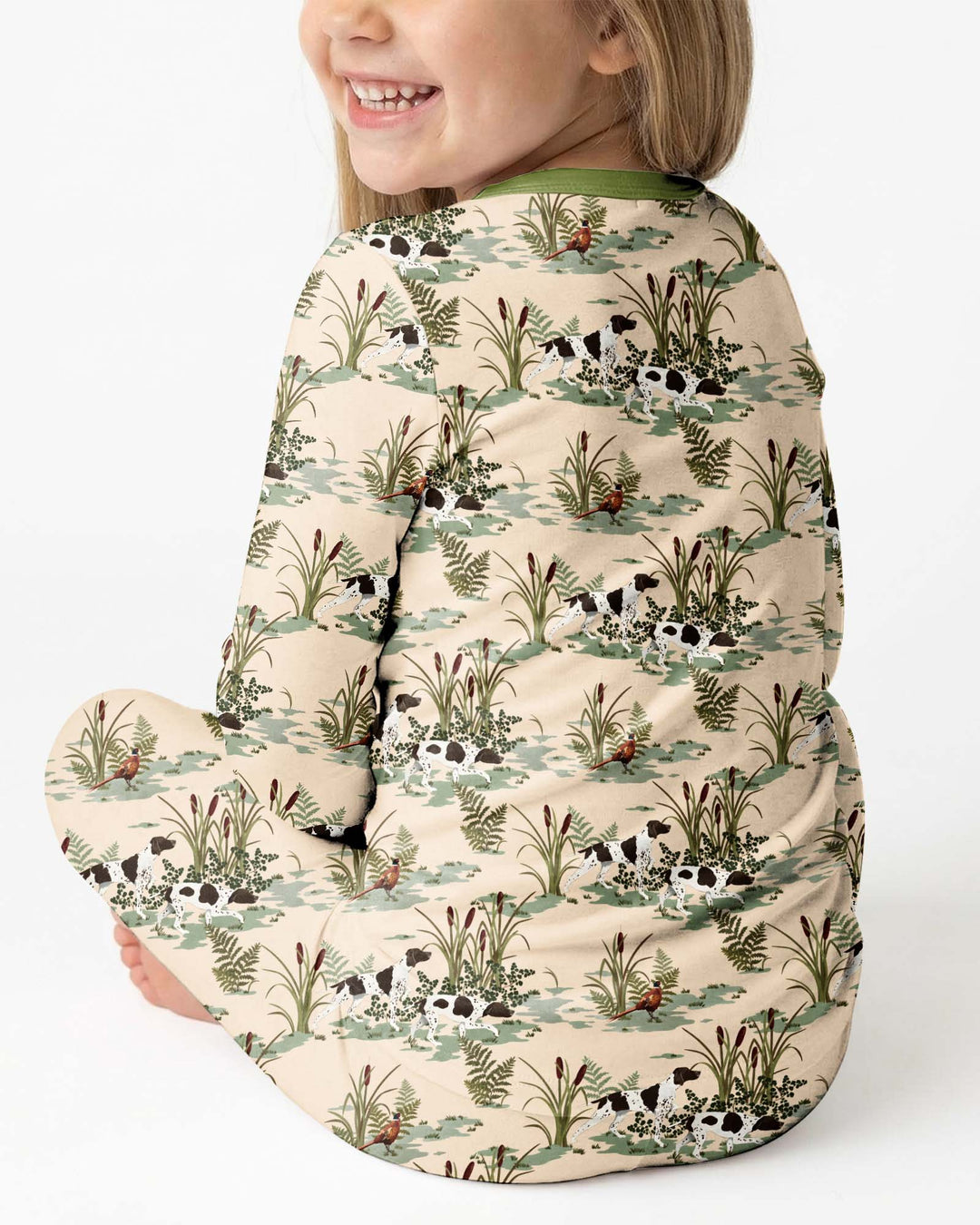 Vintage Pheasant & Hunting Dog Field Family Matching Bamboo Two Piece Long Sleeve Pajama Set