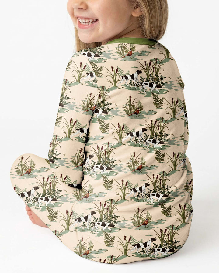 Vintage Pheasant & Hunting Dog Field Family Matching Bamboo Two Piece Long Sleeve Pajama Set