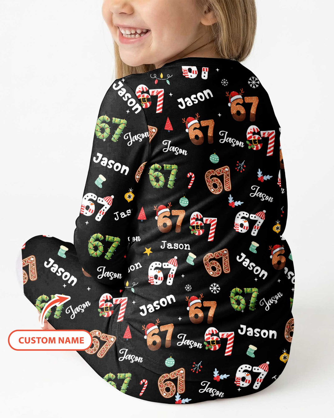Custom '6 7' Six Seven Christmas Slang Meme Bamboo Two Piece Long Sleeve Pajama Set
