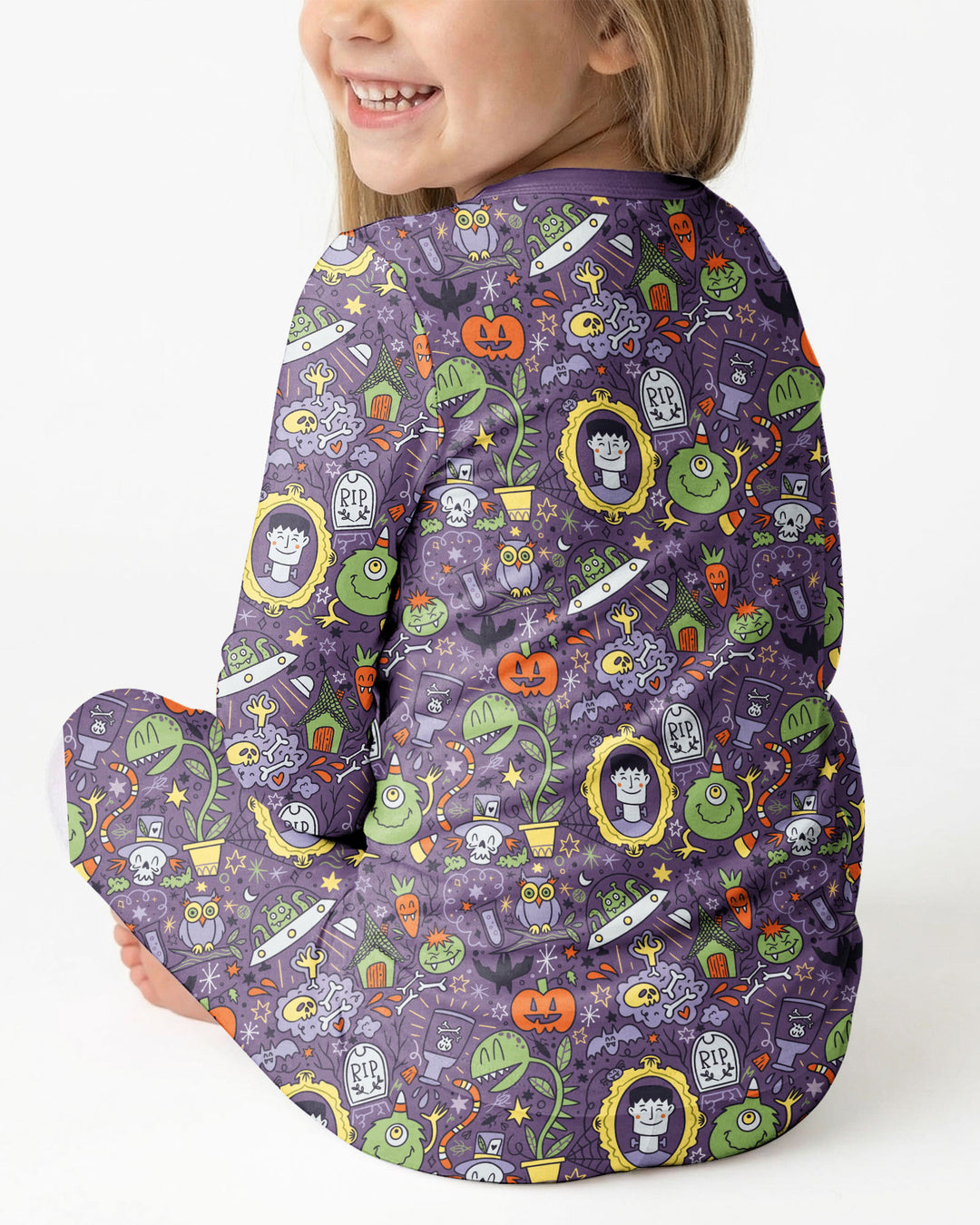 Halloween Monster Fun Bamboo Two Piece Long Sleeve Pajama Set