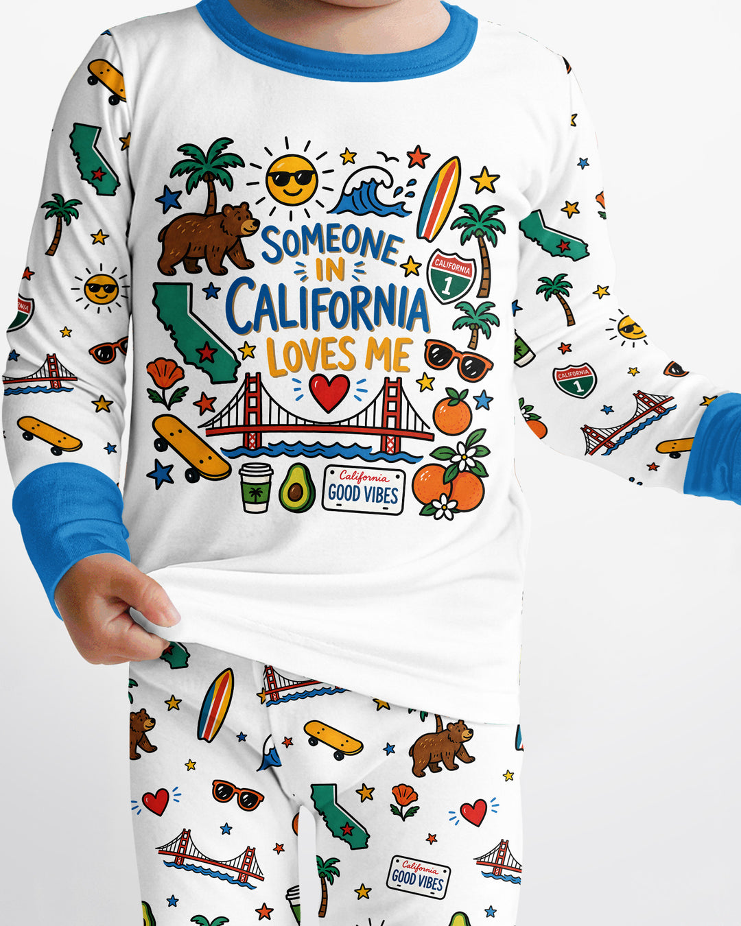 Someone in California Loves Me Bamboo Two Piece Long Sleeve Pajama Set (A)