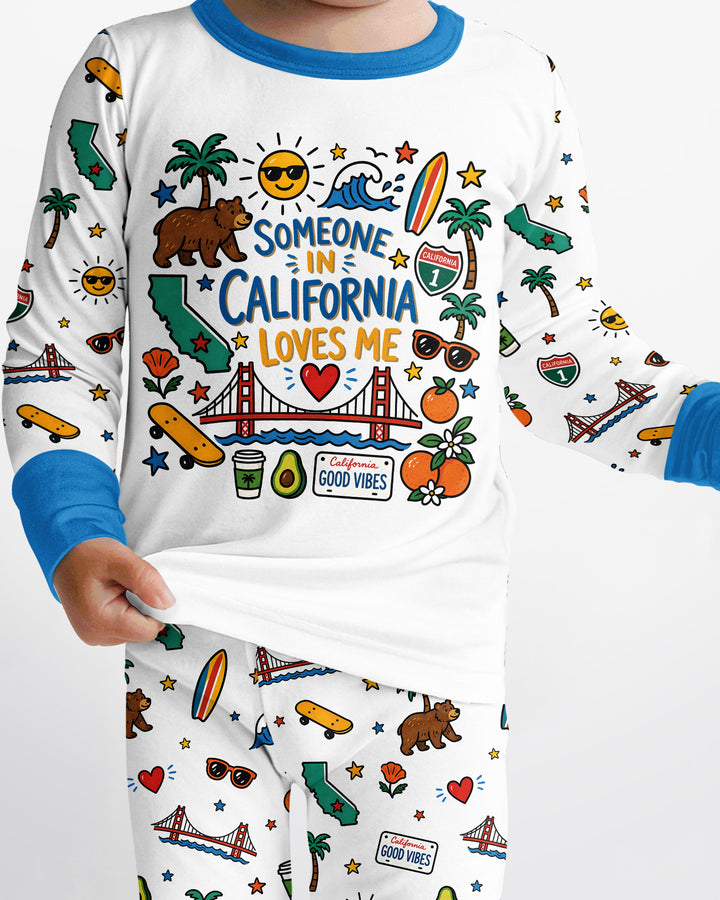 Someone in California Loves Me Bamboo Two Piece Long Sleeve Pajama Set (A)