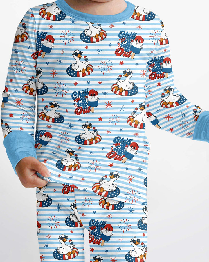 Zweiteiliges Langarm-Pyjama-Set mit Sommerfrüchten