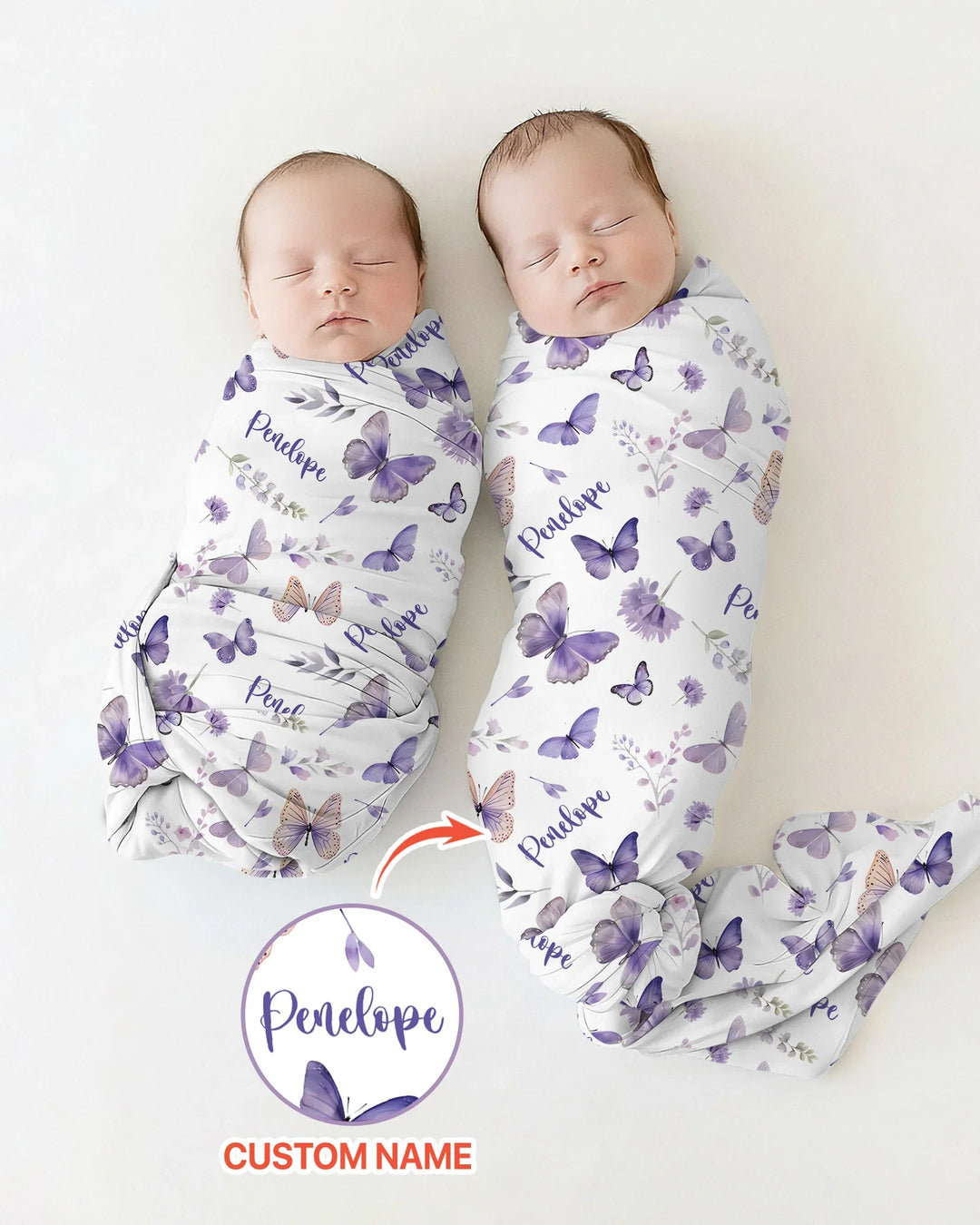 Custom Name Lilac Bloom swaddle blanket