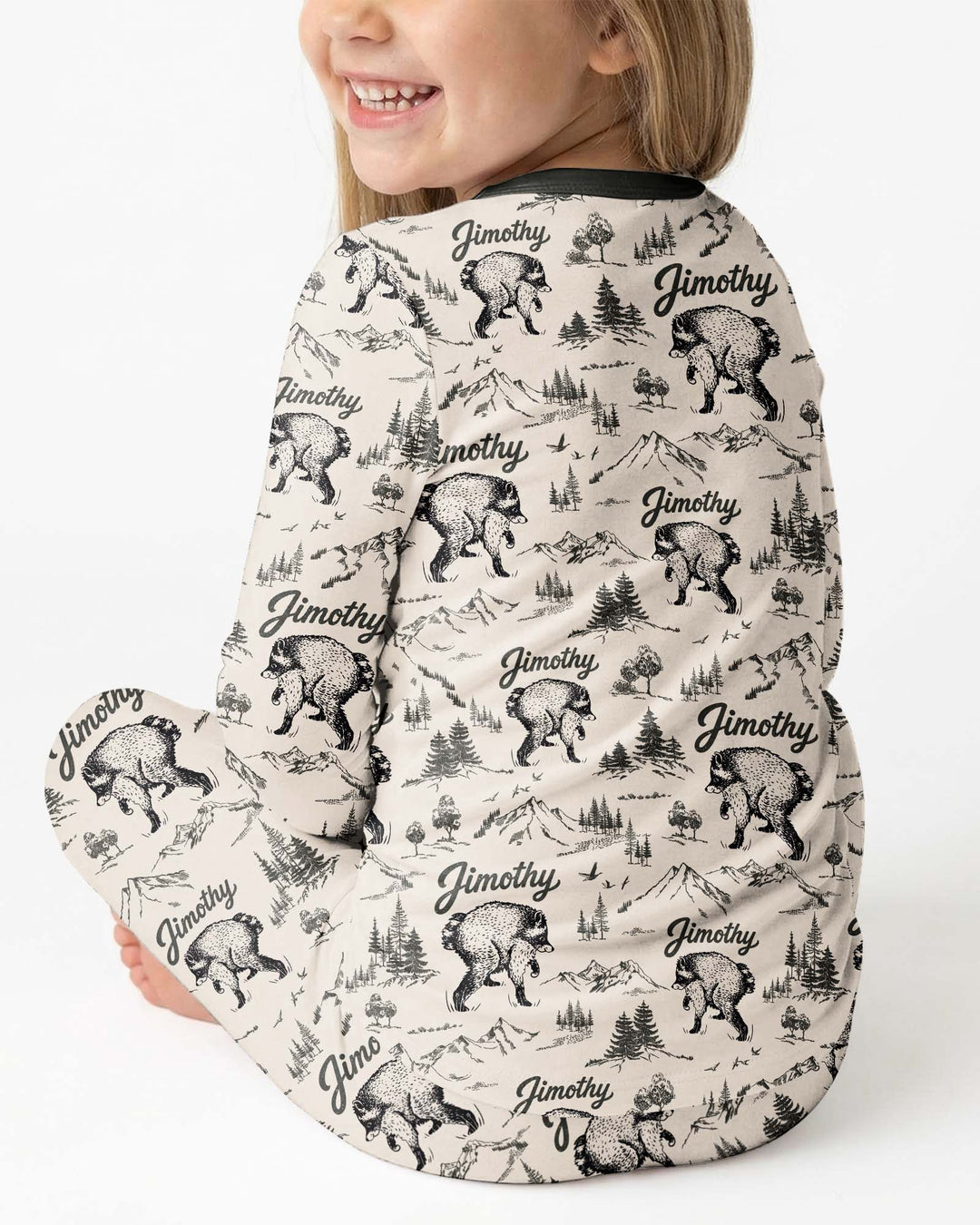 Vintage Jimothy Racoon Family Matching Bamboo Two Piece Long Sleeve Pajama Set