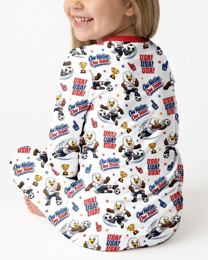 Soccer One Nation One Team Bamboo Two Piece Long Sleeve Pajama Set