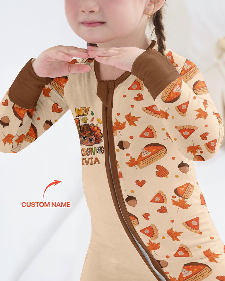 Custom Name My First Thanksgiving Bamboo Convertible Zippy