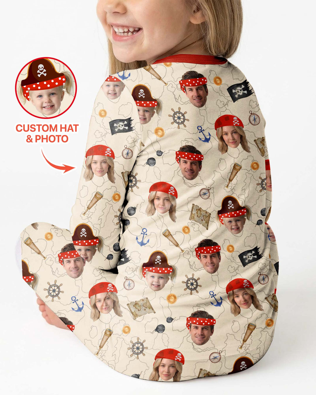 Custom Photo Treasure Map Adventures Family Matching Bamboo Two Piece Long Sleeve Pajama Set
