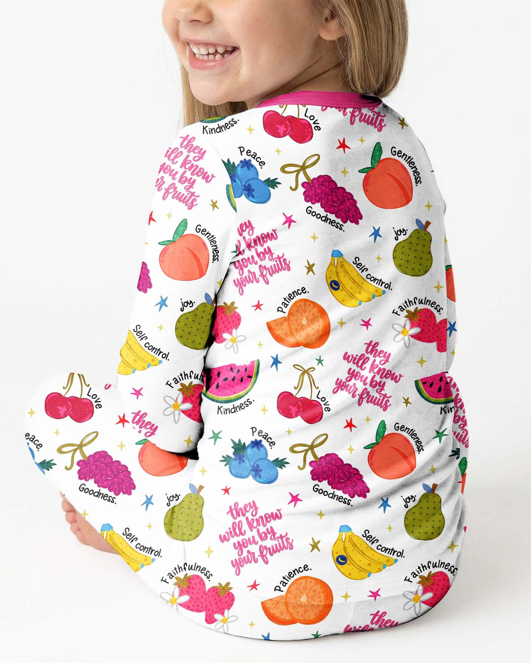 Zweiteiliges Langarm-Pyjama-Set mit Sommerfrüchten