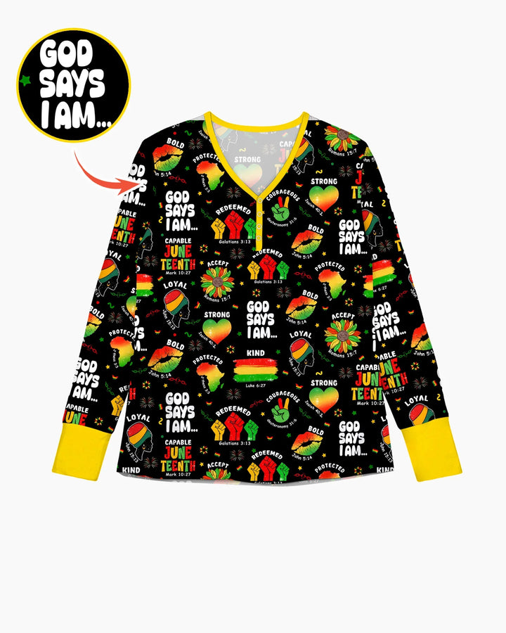 God Says I Am Juneteenth Blessings Bamboo Women Pajama Set