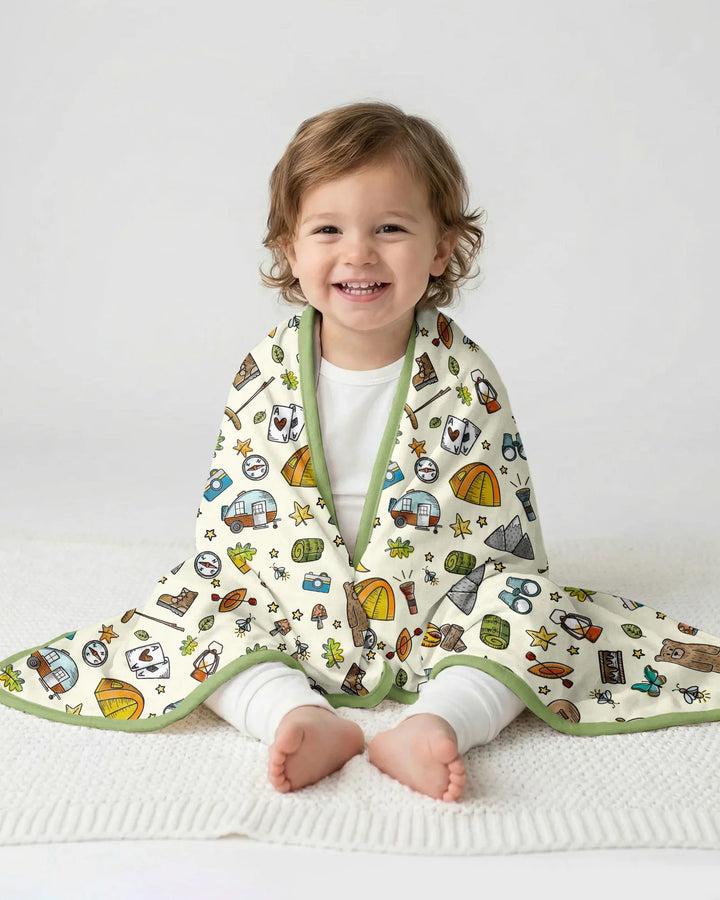 Love Camping Matching Family Bamboo Blanket