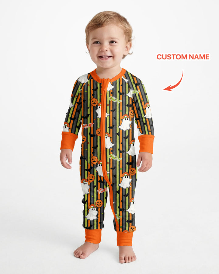 Custom Name Ghost Holding Balloon Bamboo Convertible Zippy