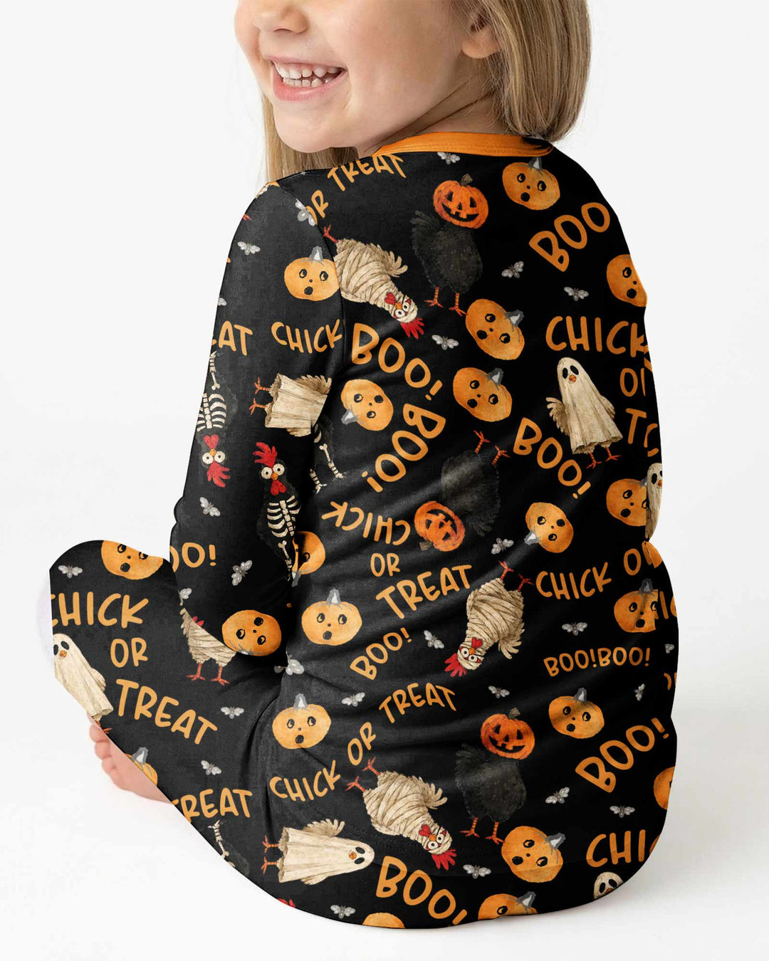 Halloween Chick or Treat Bamboo Two Piece Long Sleeve Pajama Set