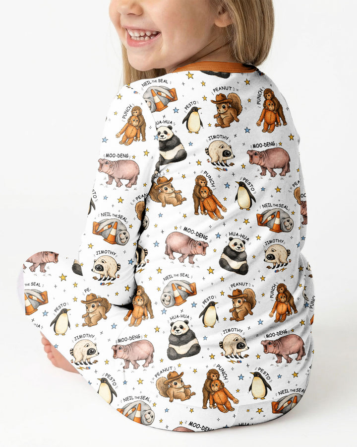 Cute Viral Animals Bamboo Two Piece Long Sleeve Pajama Set