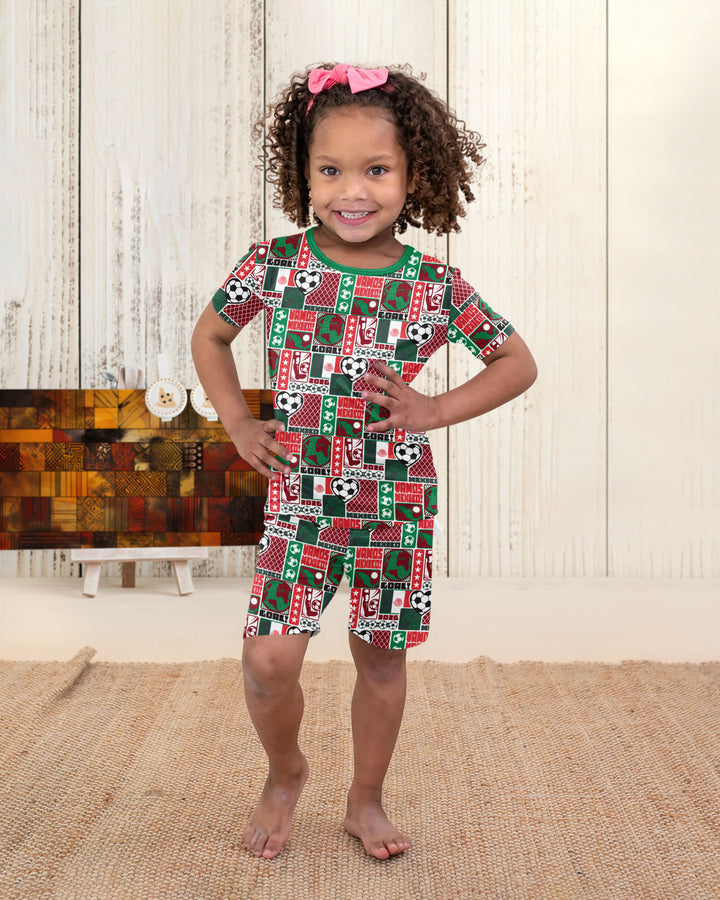 World Soccer Vamos Mexico Bamboo Two Piece Short Sleeve Shorts Pajama Set