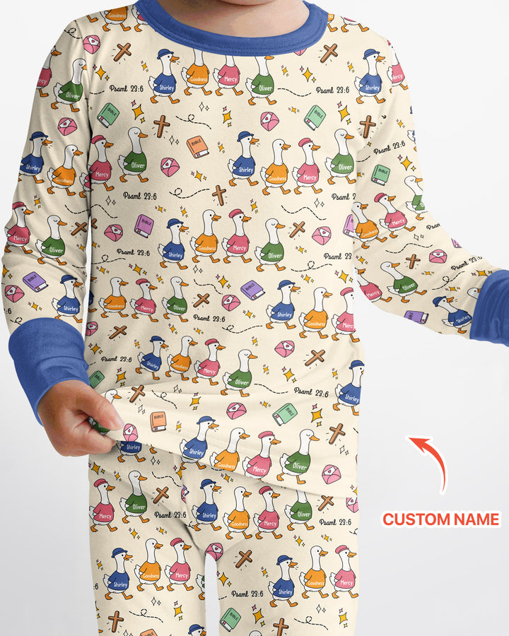 Psalm 23:6 Matching Family Bamboo Two Piece Long Sleeve Pajama Set
