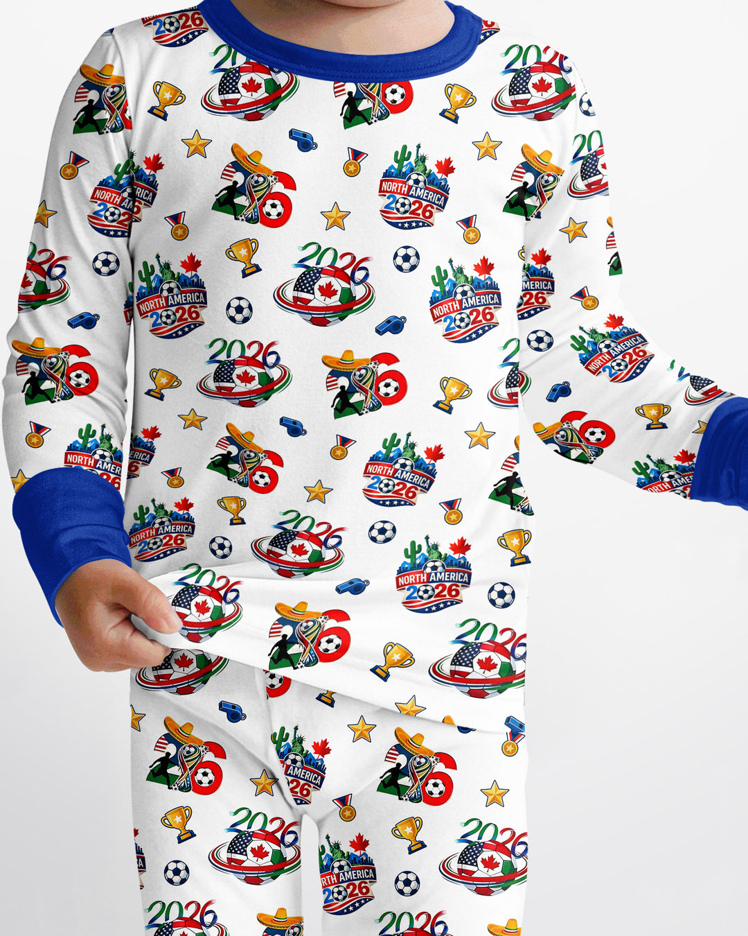World Soccer North America 2026 Family Matching Bamboo Two Piece Long Sleeve Pajama Set