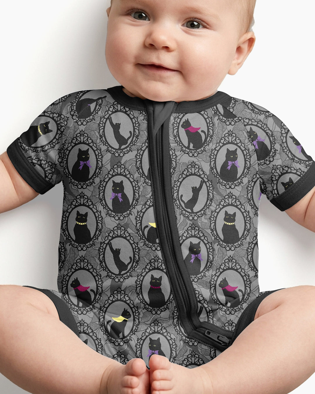 Midnight Cat Parade Bamboo Shorty Zippy