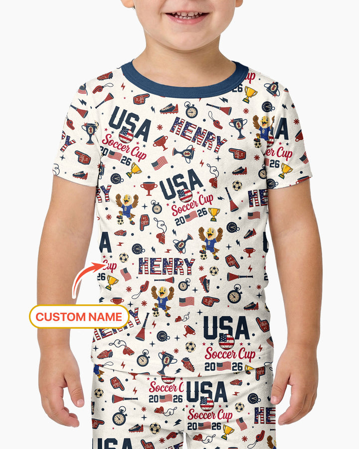 My First Soccer Cup 2026 Bamboo Two Piece Short Sleeve Pajama Set