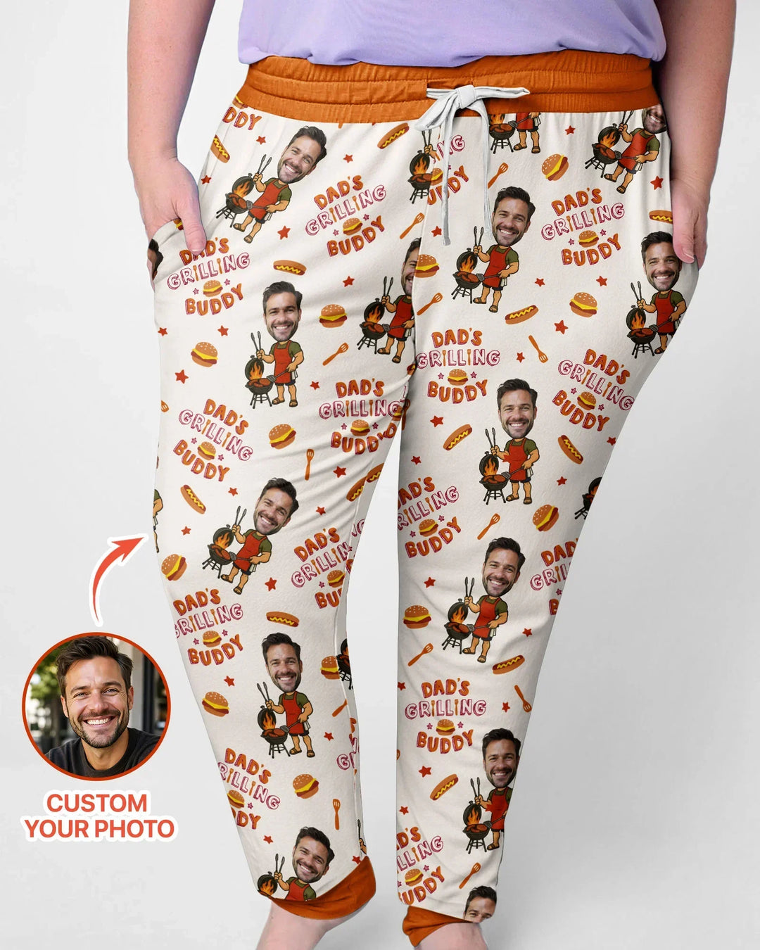 Custom Photo Dad's Grilling Buddy Family Matching Bamboo Women Pajama Set