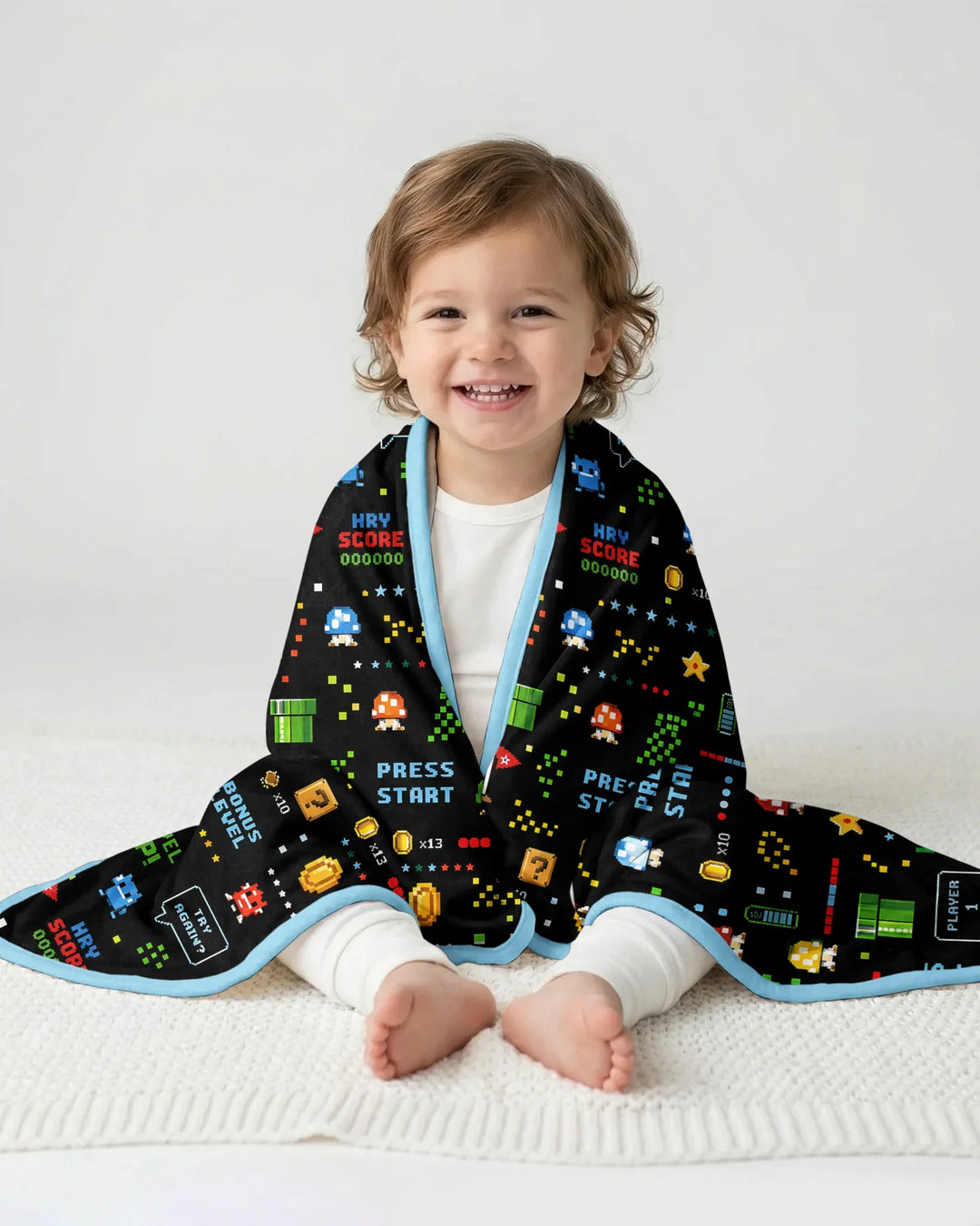 Pixel Game Lover Matching Bamboo Blanket