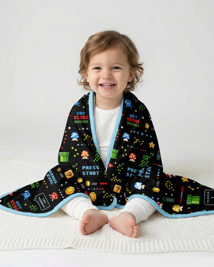 Pixel Game Lover Matching Bamboo Blanket