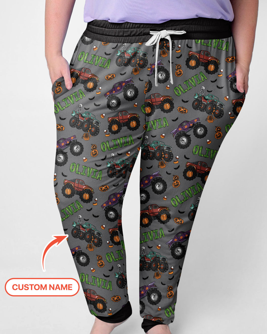 Custom Name Haunted Monster Trucks  Bamboo Women Pajama Set
