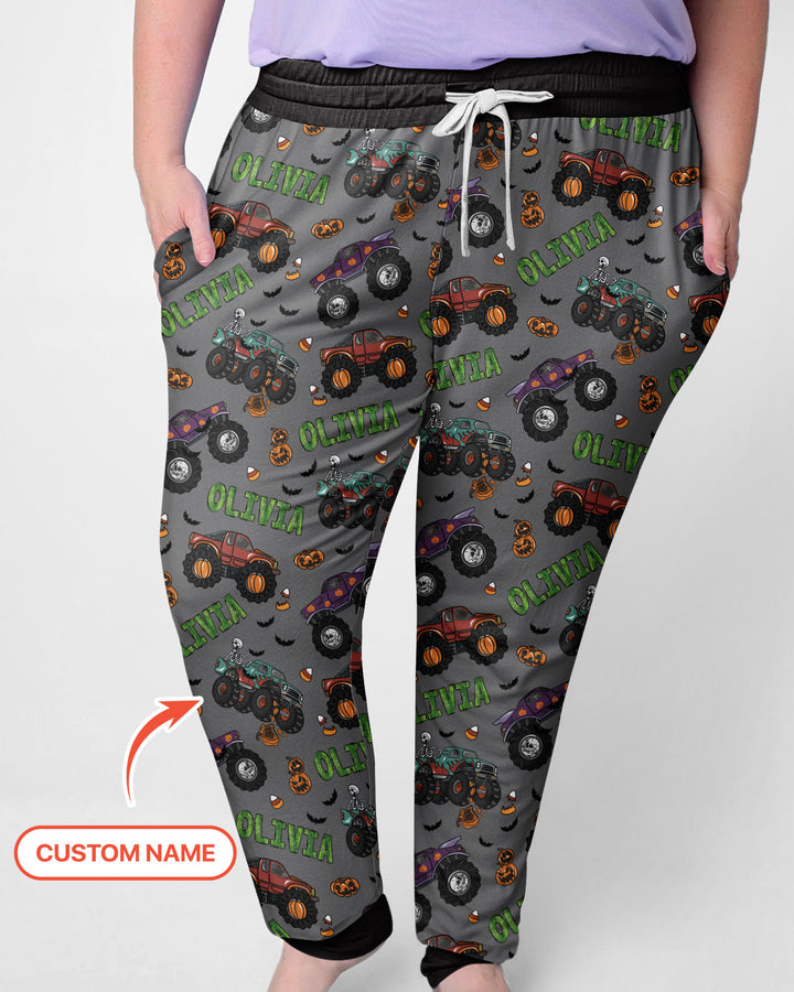 Custom Name Haunted Monster Trucks  Bamboo Women Pajama Set
