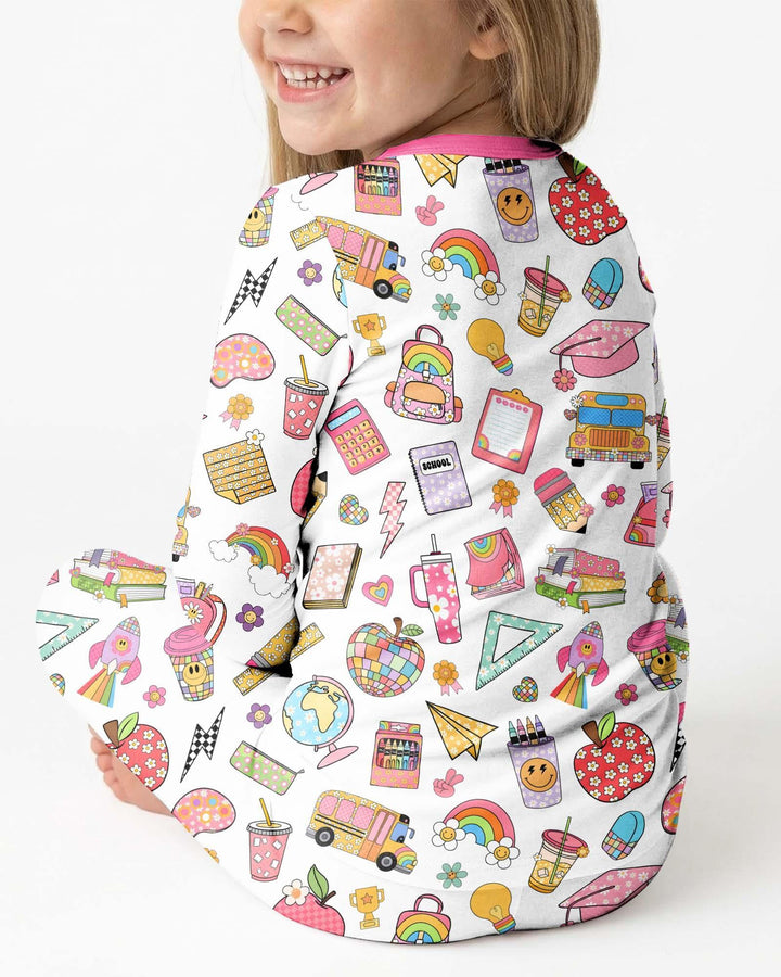 Preppy Back to School Bamboo Two Piece Long Sleeve Pajama Set