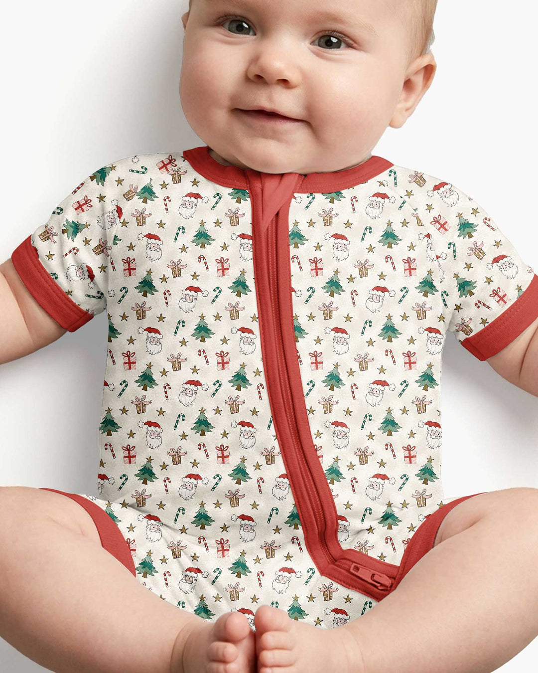 Snowy Santa Bamboo Shorty Zippy