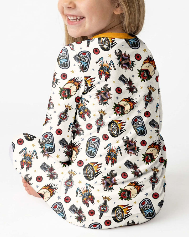 Born to Ride Together Family Matching Bamboo Two Piece Long Sleeve Pajama Set