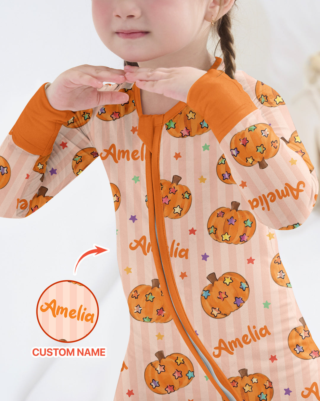 Colorful Star Pumpkin Custom Name Bamboo Convertible Zippy
