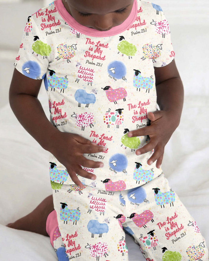 The Lord Is My Shepherd Psalm 23 Bamboo Two Piece Short Sleeve Pajama Set