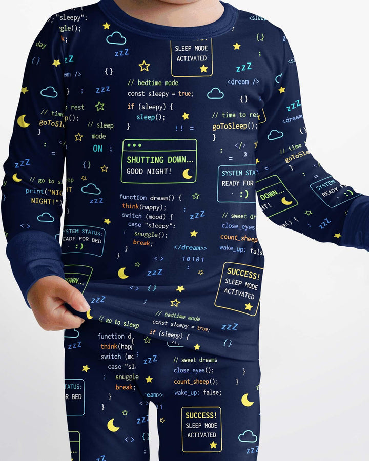 Pijama de dos piezas de bambú de manga larga para padre e hijo, con diseño de "It Techy Job Matching"