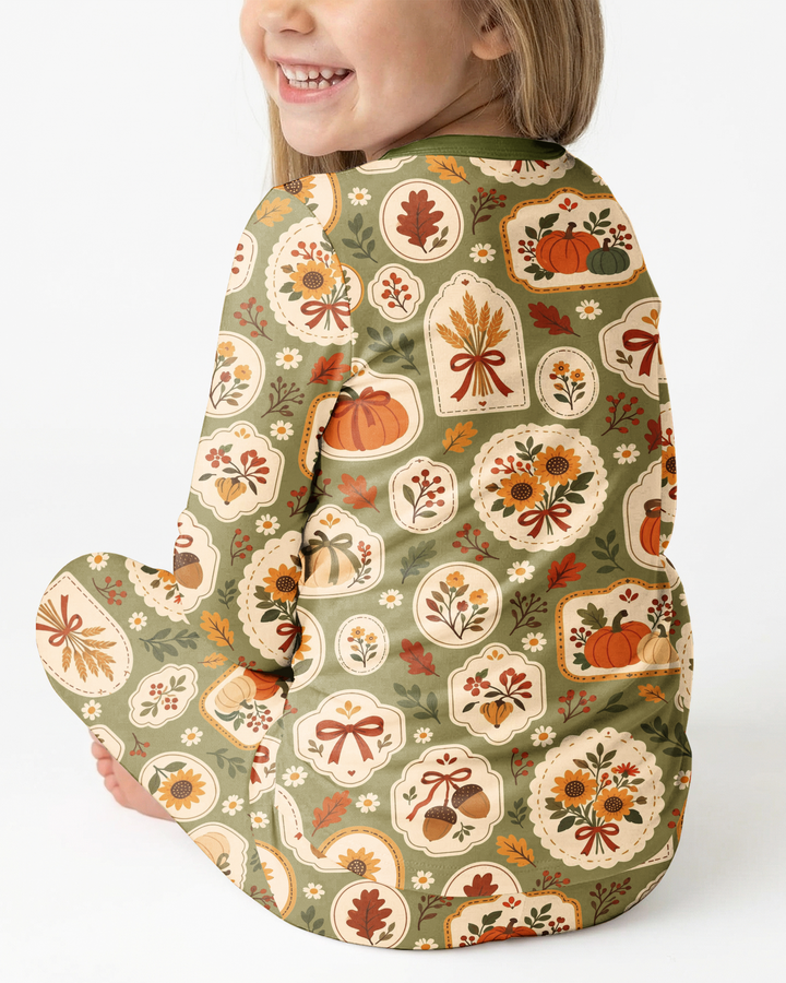 Warm Harvest Fall Bamboo Two Piece Long Sleeve Pajama Set