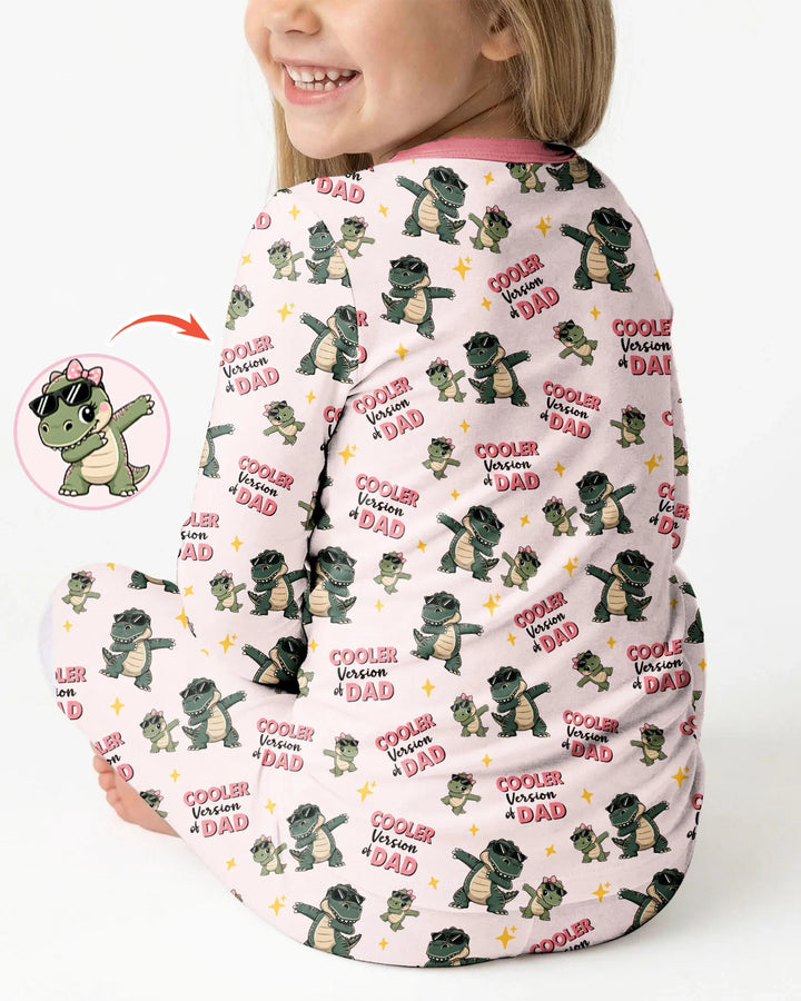 Cool Dino Daddy & Me Matching Bamboo Two Piece Long Sleeve Pajama Set