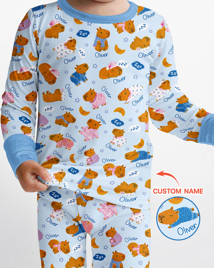 Cozy Capybara Dreams Bamboo Two Piece Long Sleeve Pajama Set