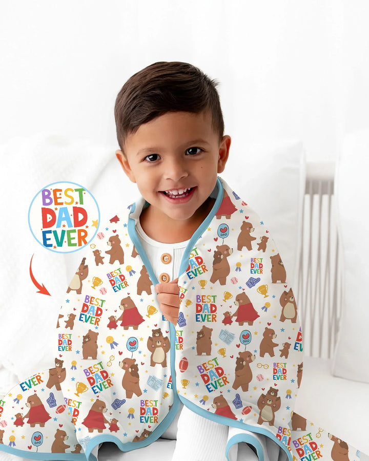 Best Daddy Bear Ever Family Matching Bamboo Blanket
