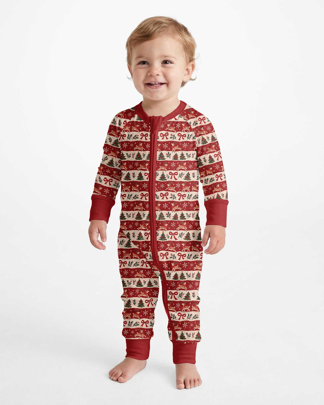 Vintage Reindeer Christmas Stripes Bamboo Convertible Zippy