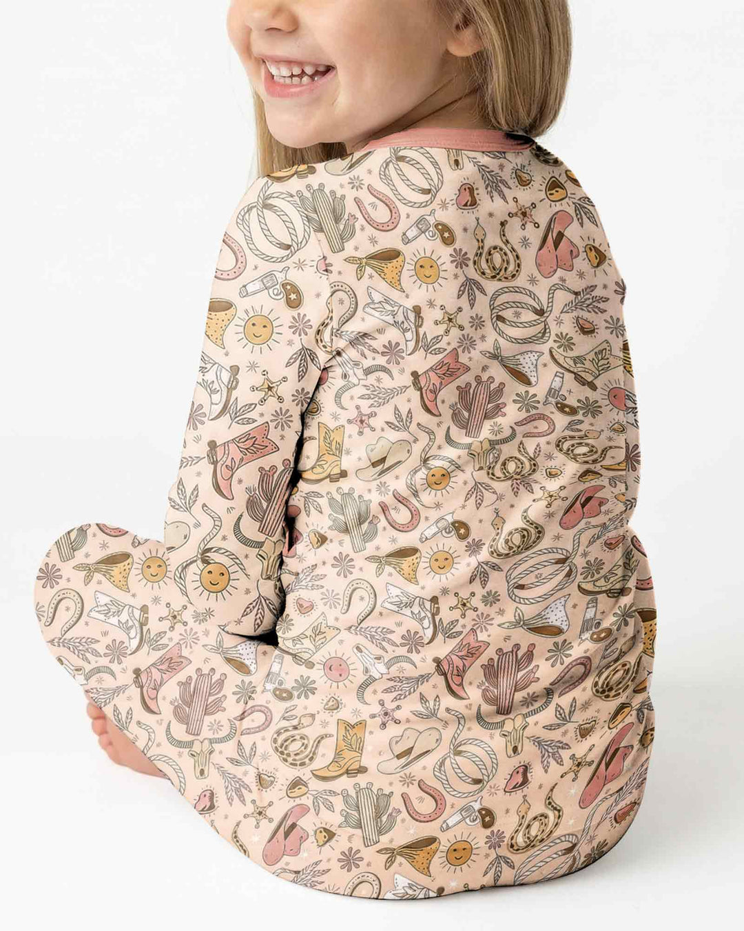 Doodly Cowboy Bamboo Two Piece Long Sleeve Pajama Set