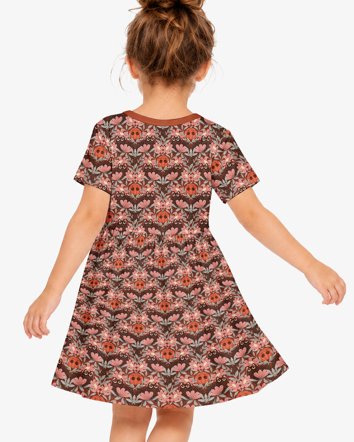 Spooky Owl Pumpkin Folk Floral Halloween Bamboo Twirl Dress