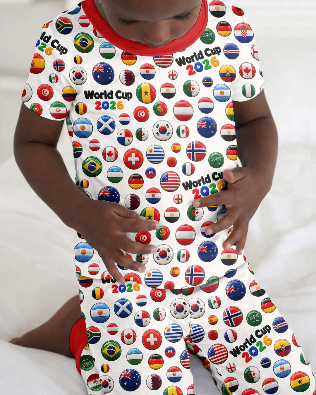 Soccer Cup All Country Balls Bamboo Two Piece Short Sleeve Pajama Set