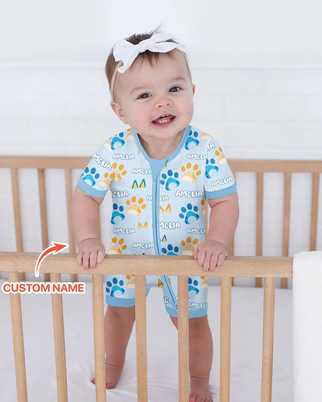 Custom Name Favourite Blue Dog Family Matching Bamboo Shorty Zippy