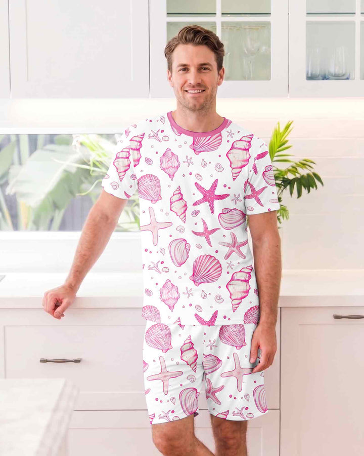 Coastal Charm Family Matching Bamboo Men Short Sleeve Short Pajama Set