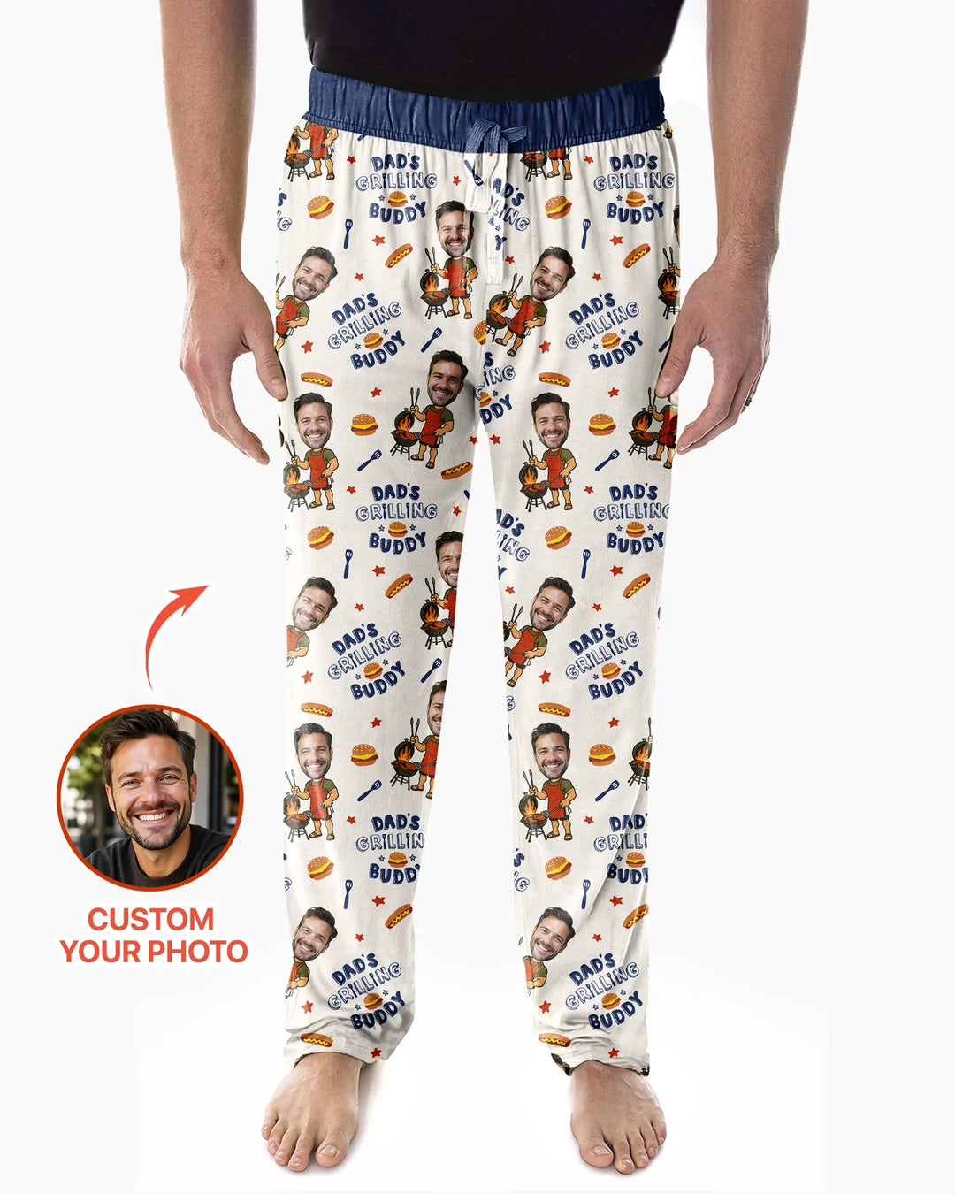 Custom Photo Dad's Grilling Buddy Family Matching Bamboo Men's Pajama Set