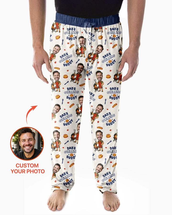 Custom Photo Dad's Grilling Buddy Family Matching Bamboo Men's Pajama Set