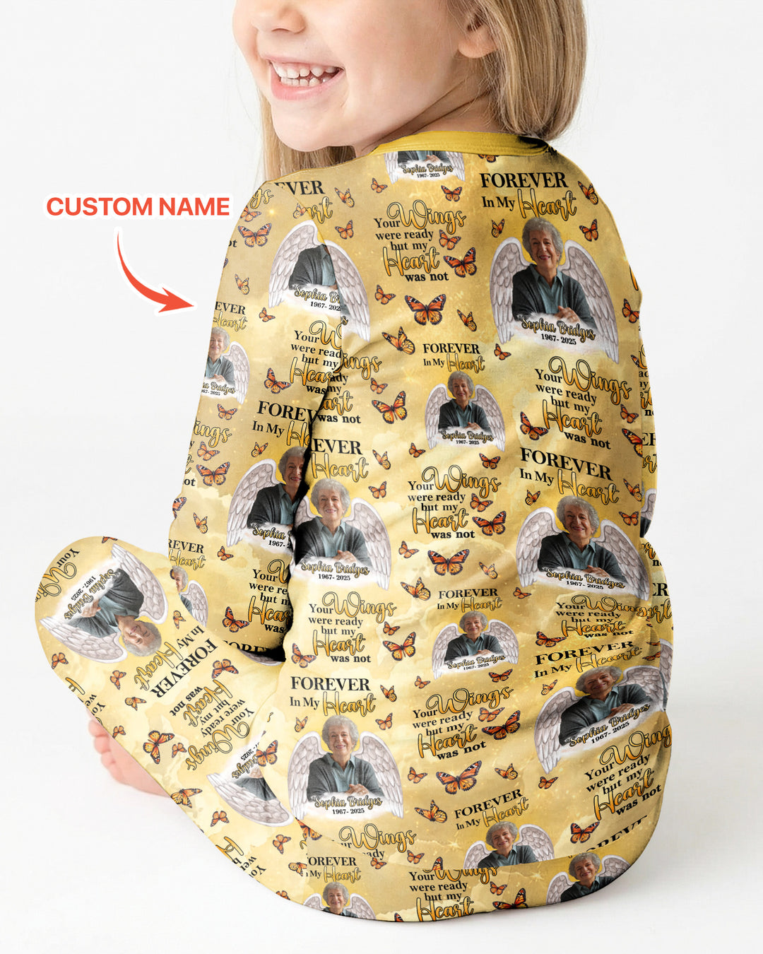 Custom Photo Forever In My Heart Family Matching Bamboo Two Piece Long Sleeve Pajama Set