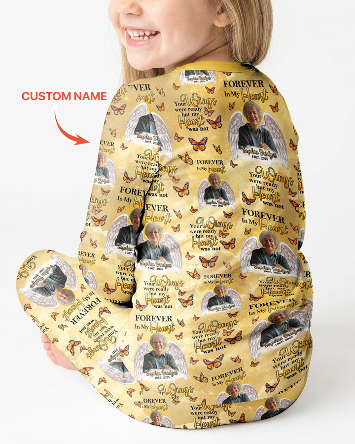 Custom Photo Forever In My Heart Family Matching Bamboo Two Piece Long Sleeve Pajama Set