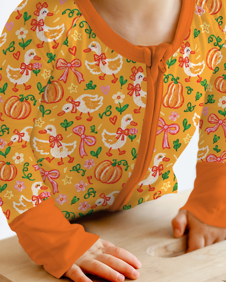 Cute Duck Pumpkin Fall Bamboo Convertible Zippy