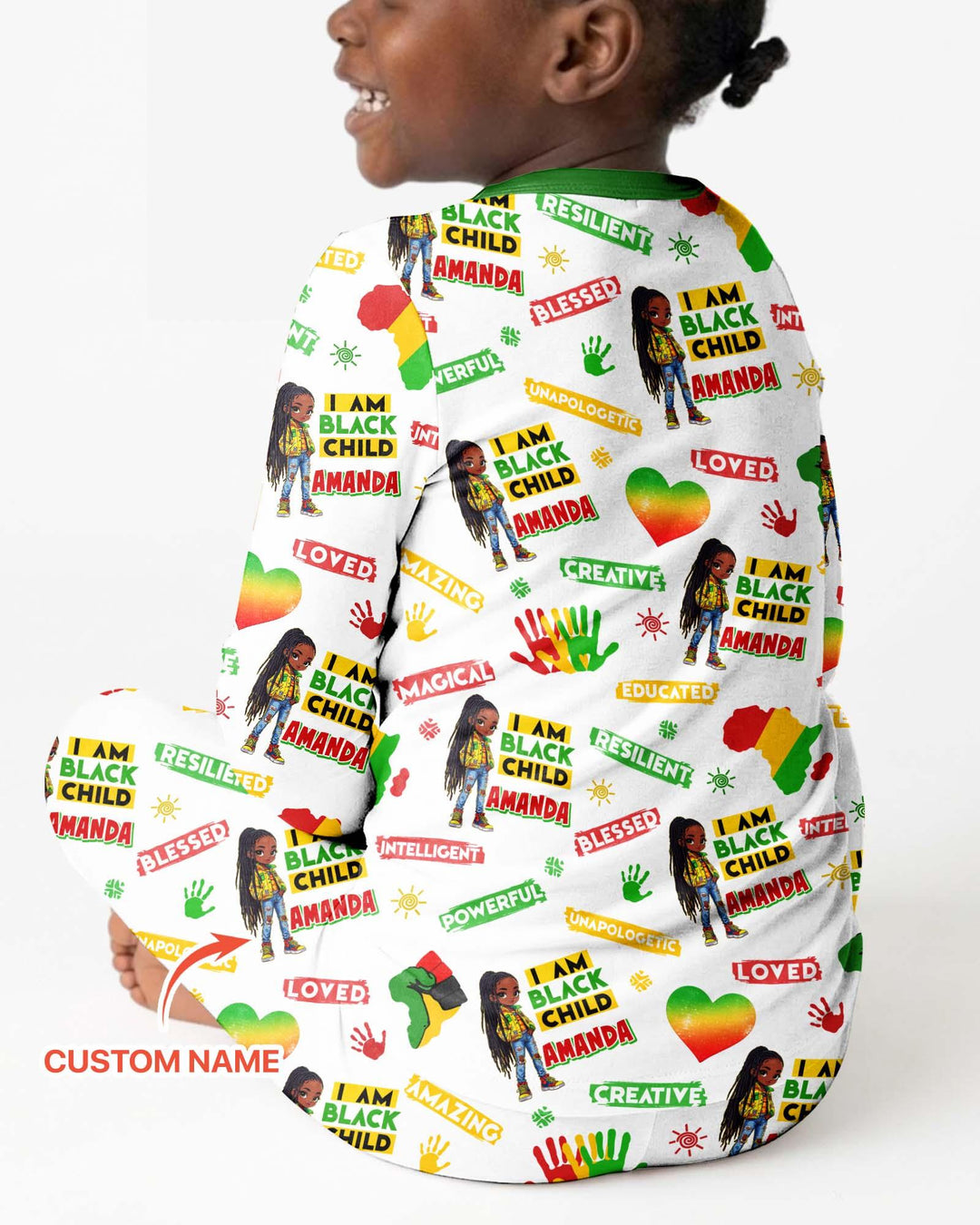 Custom Name I Am Black Child Magical Bamboo Two Piece Long Sleeve Pajama Set